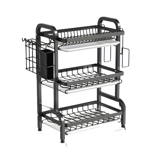 NNETM Dish Rack with Utensil & Board Holder (3-Tier)