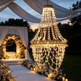 Solar Hanging Crystal Chandelier Oval 54 Warm White