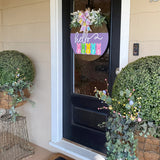 NNETM Farmhouse Easter Welcome Sign Wooden Bunny Wreath