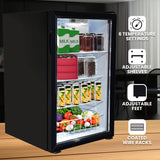 NNEDPE 130L Mini Bar Fridge Glass Door Beverage Cooler Refrigerator