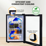 NNEDPE 130L Mini Bar Fridge Glass Door Beverage Cooler Refrigerator