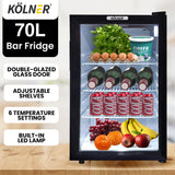 NNEDPE 70L Bar Fridge with Glass Door
