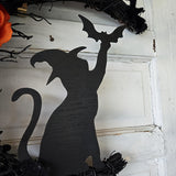 NNETM Halloween Witch Cat Moon Wreath Door Decor
