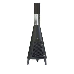 NNETM Outdoor Chimney Fireplace with Mesh Door Black Steel