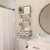 NNETM Elevate your bathroom decor with these sleek wood floating shelves