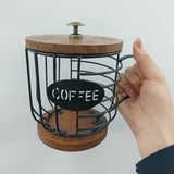 NNETM Coffee Pod Holder with Wooden Base
