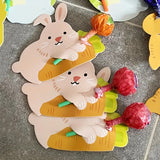 NNETM Pink Bunny Lollipop Paper Cards Easter Decorations (50pcs)