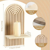 NNETM Radiant Reverie: Boho Wooden Sun Rainbow Wall Shelves