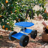 NNETM 4-Wheel Rolling Garden Chair Swivel Seat