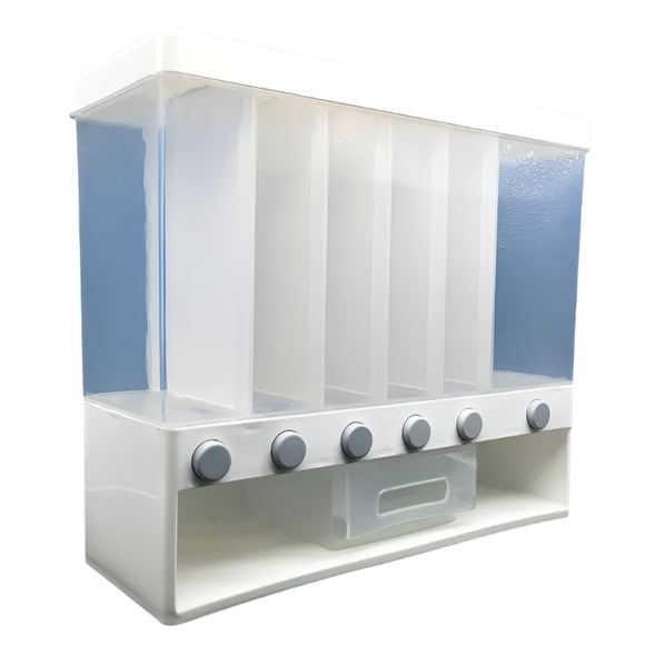 NNEOBA 1pc Wall-Mounted Multi-Grid Food Dispenser - Large Capacity Rice Bucket