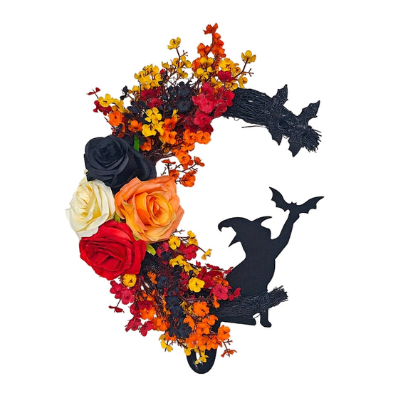 NNETM Halloween Witch Cat Moon Wreath