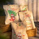 Christmas Kraft Paper Gift Bags with Snowflake Stickers