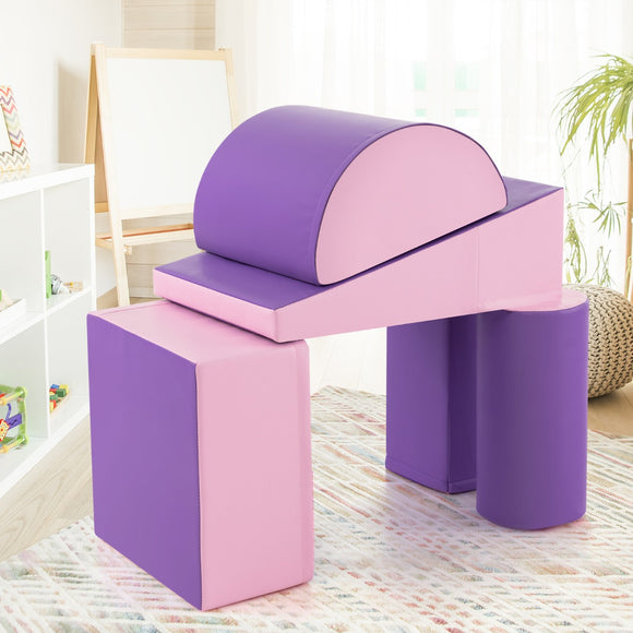 NNECW Kid Crawl Climb Foam Shapes Playset for Toddler - Purple