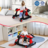 NNECW 4-in-1 Foldable Activity Car Walker with Adjustable Height and Speed-Red