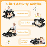 NNECW 4-in-1 Foldable Activity Car Walker with Adjustable Height and Speed-Black