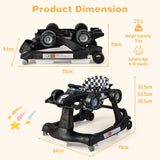 NNECW 4-in-1 Foldable Activity Car Walker with Adjustable Height and Speed-Black