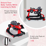 NNECW 4-in-1 Foldable Activity Car Walker with Adjustable Height and Speed-Red