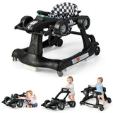 NNECW 4-in-1 Foldable Activity Car Walker with Adjustable Height and Speed-Black