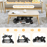 NNECW 4-in-1 Foldable Activity Car Walker with Adjustable Height and Speed-Black