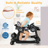 NNECW 4-in-1 Foldable Activity Car Walker with Adjustable Height and Speed-Black