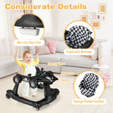 NNECW 4-in-1 Foldable Activity Car Walker with Adjustable Height and Speed-Black