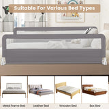NNECW Foldable Mesh Bed Rail with Safety Straps for Toddlers-Grey