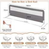 NNECW Foldable Mesh Bed Rail with Safety Straps for Toddlers-Grey