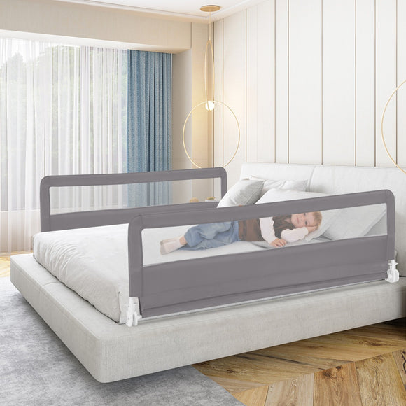 NNECW Foldable Mesh Bed Rail with Safety Straps for Toddlers-Grey