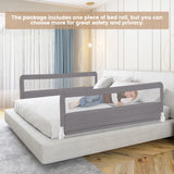 NNECW Foldable Mesh Bed Rail with Safety Straps for Toddlers-Grey
