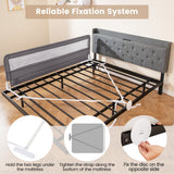 NNECW Foldable Mesh Bed Rail with Safety Straps for Toddlers-Grey