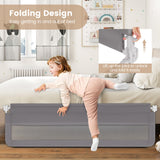 NNECW Foldable Mesh Bed Rail with Safety Straps for Toddlers-Grey