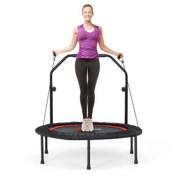 NNECW 40 Inch Foldable Trampoline with 2 Resistance Bands-Red
