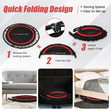 NNECW 40 Inch Foldable Trampoline with 2 Resistance Bands-Red
