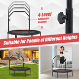 NNECW 40 Inch Foldable Trampoline with 2 Resistance Bands-Red