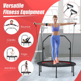 NNECW 40 Inch Foldable Trampoline with 2 Resistance Bands-Red