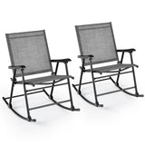 NNECW Folding Rocking Chair Set of 2 with Breathable Seat Fabric for Backyard