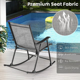 NNECW Folding Rocking Chair Set of 2 with Breathable Seat Fabric for Backyard