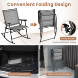 NNECW Folding Rocking Chair Set of 2 with Breathable Seat Fabric for Backyard