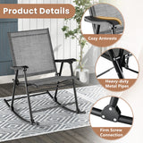 NNECW Folding Rocking Chair Set of 2 with Breathable Seat Fabric for Backyard