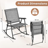 NNECW Folding Rocking Chair Set of 2 with Breathable Seat Fabric for Backyard