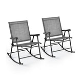 NNECW Folding Rocking Chair Set of 2 with Breathable Seat Fabric for Backyard