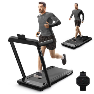 NNECW 3HP Electric Running Machine with LED Display &amp;amp; Workout APP for Home-White