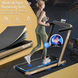 NNECW 3HP Electric Running Machine with LED Display &amp;amp; Workout APP for Home-Yellow