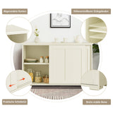 NNECW Freestanding Storage Cabinet with Sliding Door for Kitchen