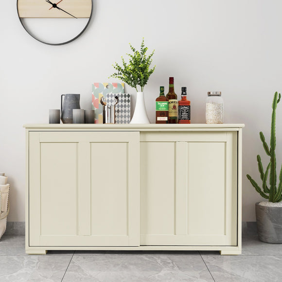 NNECW Freestanding Storage Cabinet with Sliding Door for Kitchen