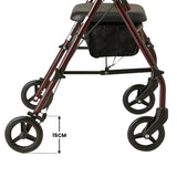 NNEDPE Foldable Steel Frame Rollator 4-Wheel Walker