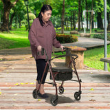 NNEDPE Foldable Steel Frame Rollator 4-Wheel Walker