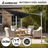 NNEDPE 3x3m Butterfly Steel Gazebo - Charcoal