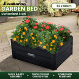 NNEDPE Garden Bed 80 x 60 x 30cm Galvanized Steel - Black