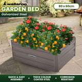NNEDPE Garden Bed 80 x 60 x 30cm Galvanized Steel - Grey